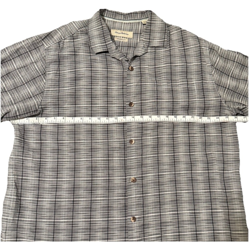 Tommy Bahama Silk Blend Shirt Original Fit Men's XL Gray Plaid Short Sleeve - Picture 7 of 11